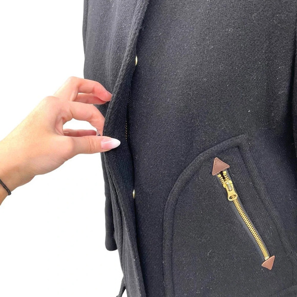 J. Crew Chateau Parka Jacket in Italian Stadium-Cloth Wool Black Size 4 - Picture 6 of 10